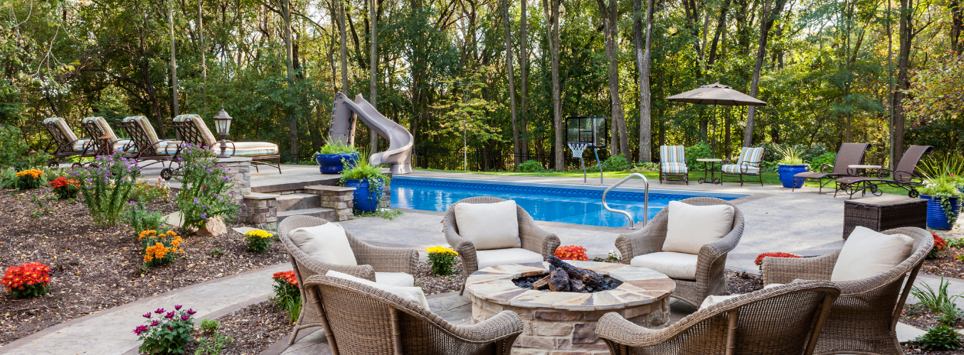 Rectangle Pool with Fire Pit