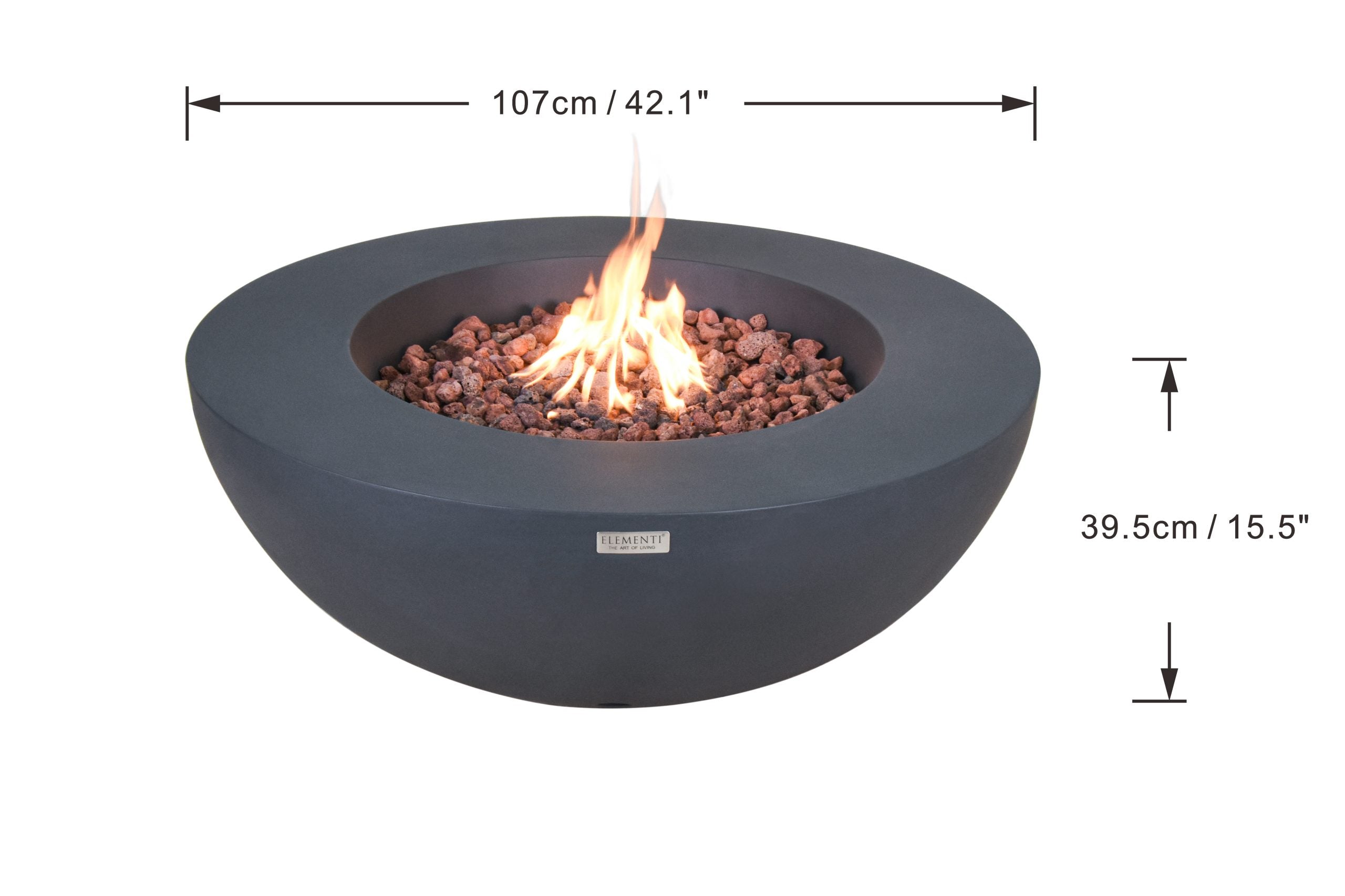 Elementi Fire Table Elementi Lunar Bowl Fire Table - Dark Grey