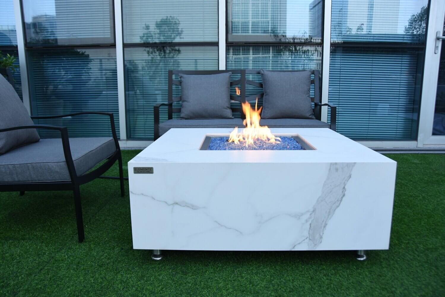 Elementi Fire Table Natural gas Elementi Bianco Marble Porcelain Fire Table OFP103BW-NG