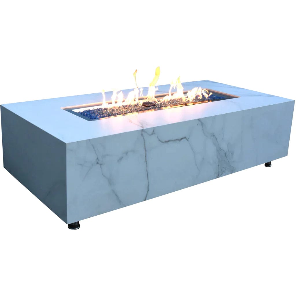Elementi Fire Table Natural gas Elementi Carrara Marble Porcelain Fire Table OFP121BW-NG