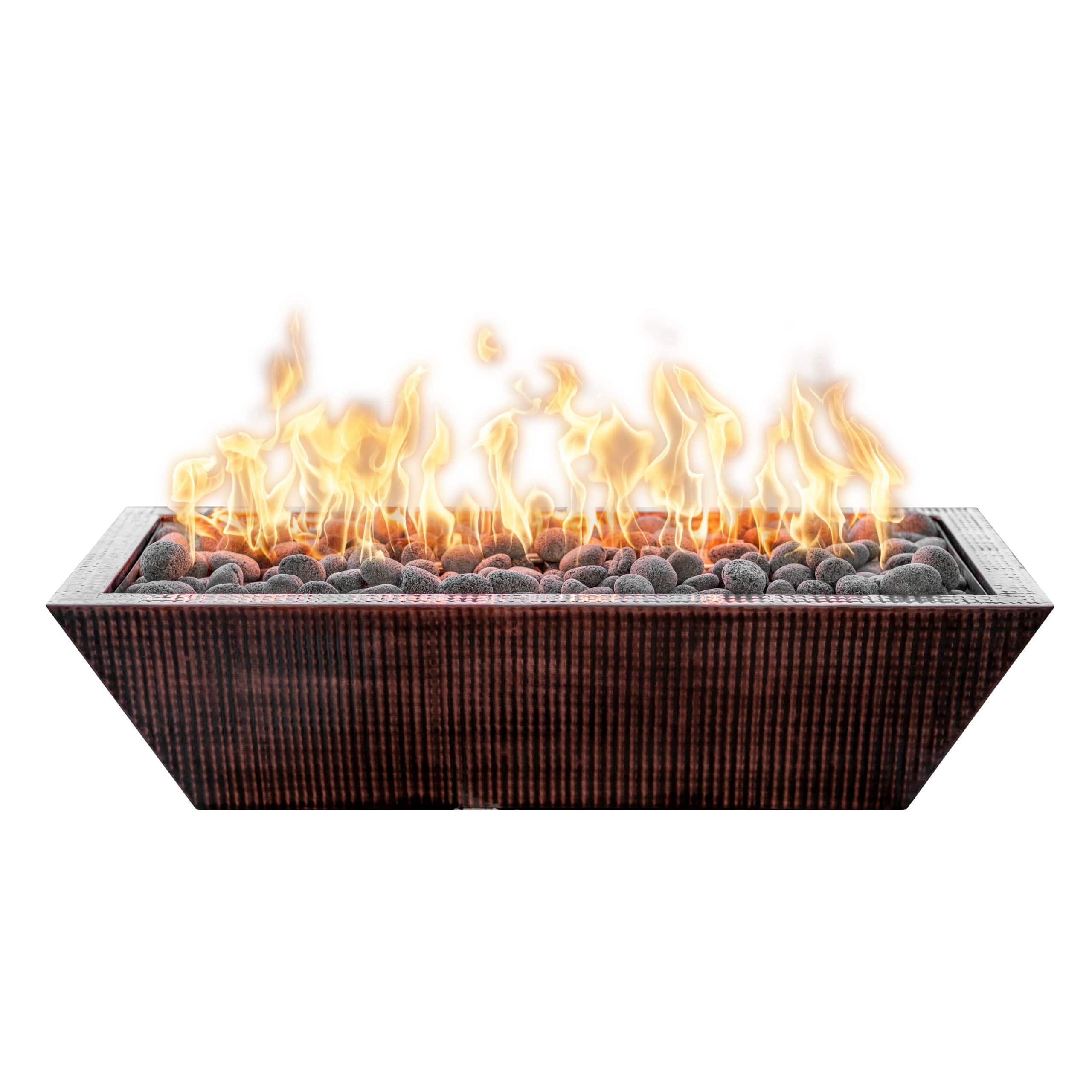 The Outdoor Plus Fire Bowl 48" x 20" / Match Lit The Outdoor Plus Linear Maya | Hammered Copper Fire Bowl OPT-4820MCFO