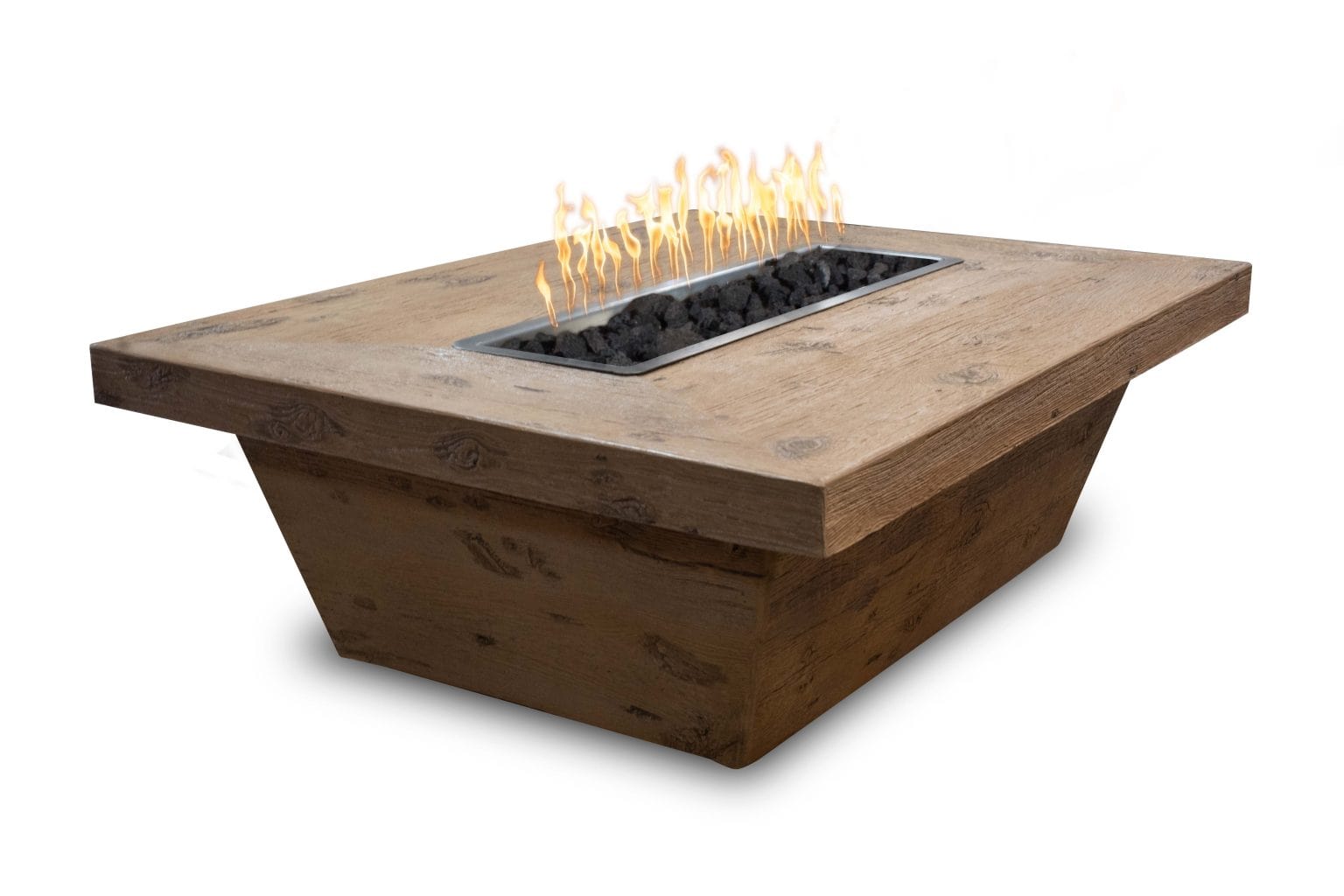 The Outdoor Plus Fire Pit 16" Tall / 48" x 36" / Match Lit with Flame Sense System The Outdoor Plus Carson Fire Pit | Wood Grain OPT-CRS4836LWFSML