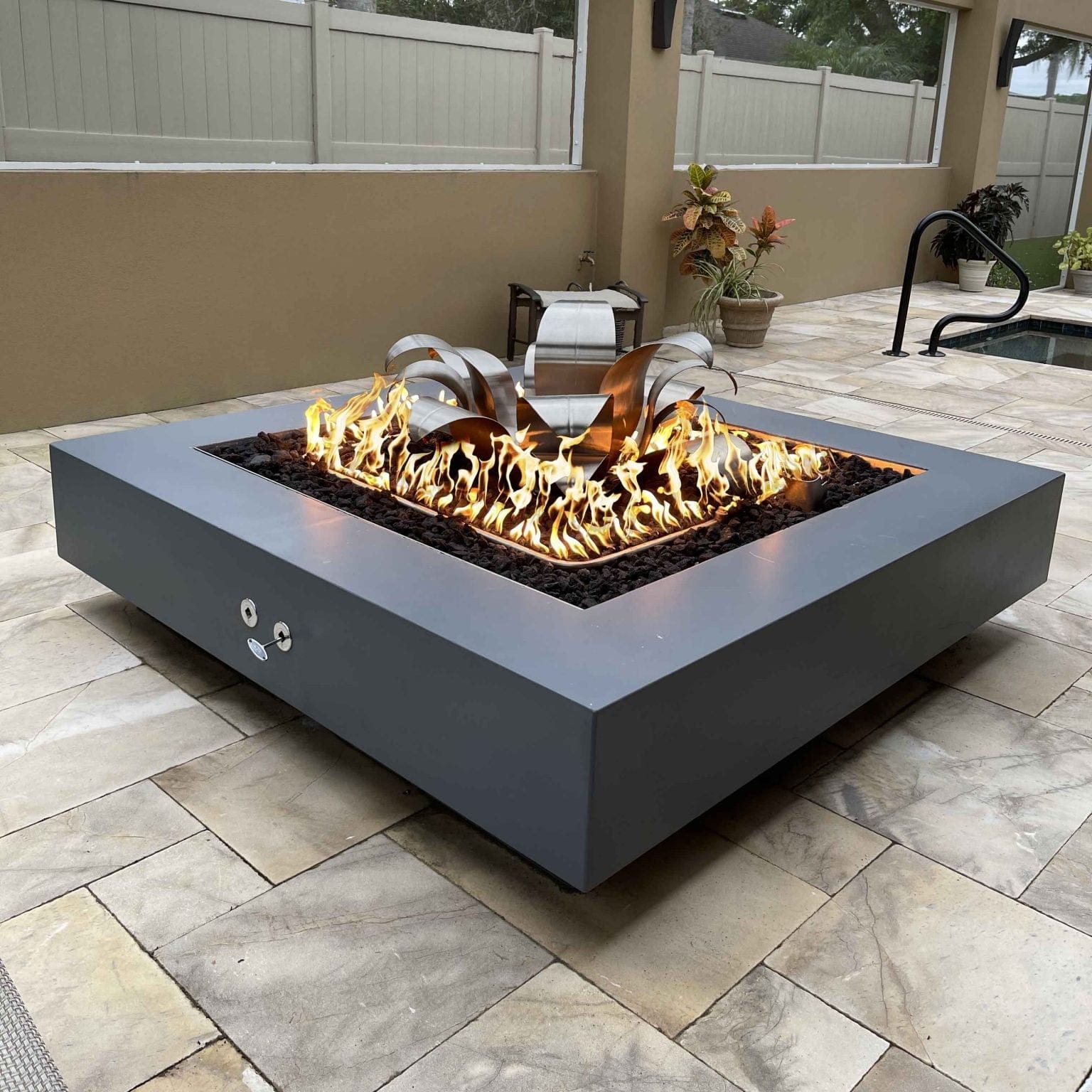 The Outdoor Plus Fire Pit 36" / Match Lit The Outdoor Plus Cabo Square Fire Pit | Powder Metal Coat OPT-CBSQ36PC
