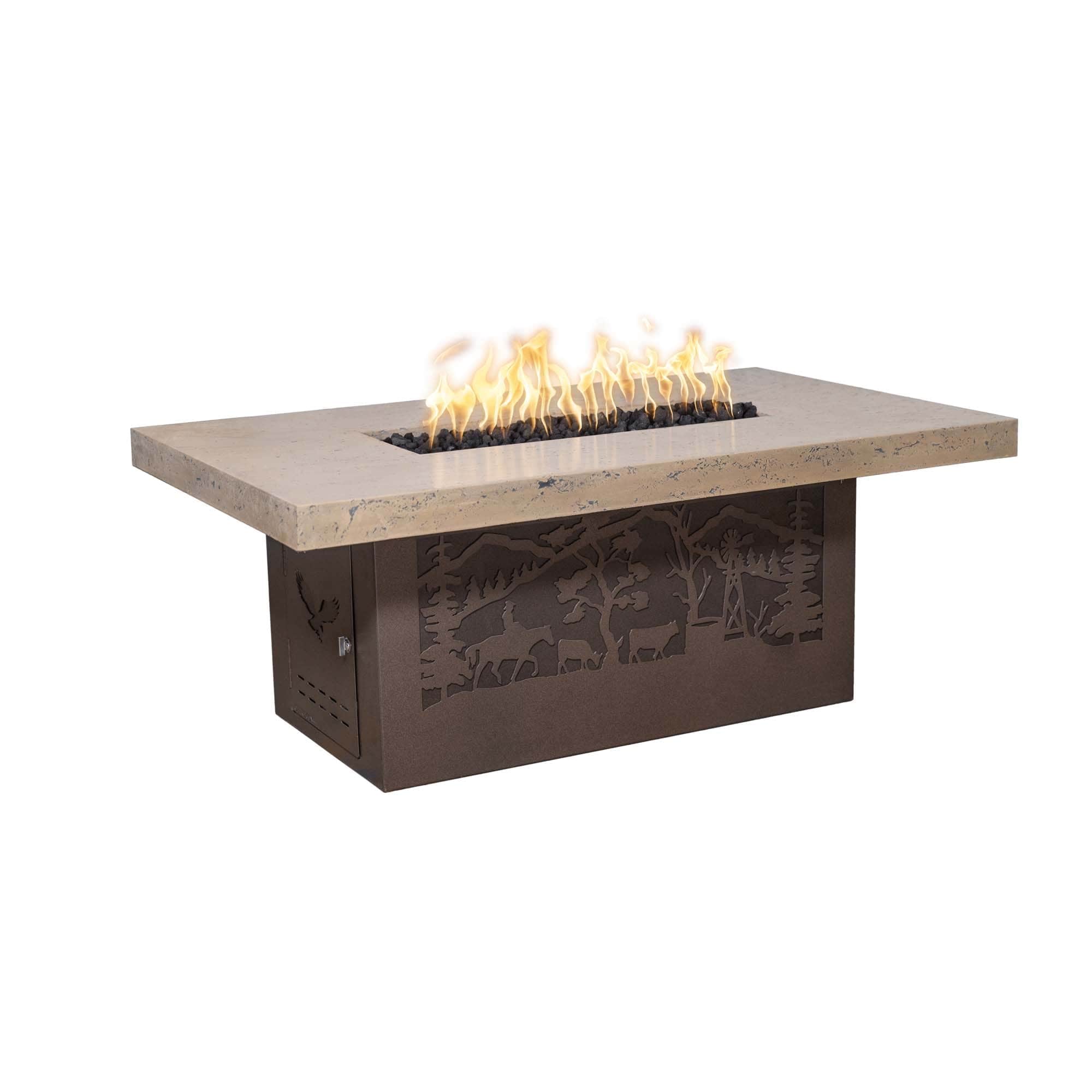 The Outdoor Plus Fire Pit Cattle Ranch Version / Match Lit The Outdoor Plus The Rectangle Outback Fire Pit | Concrete Top & Powder Coated Base OPT-OBCR6036PC
