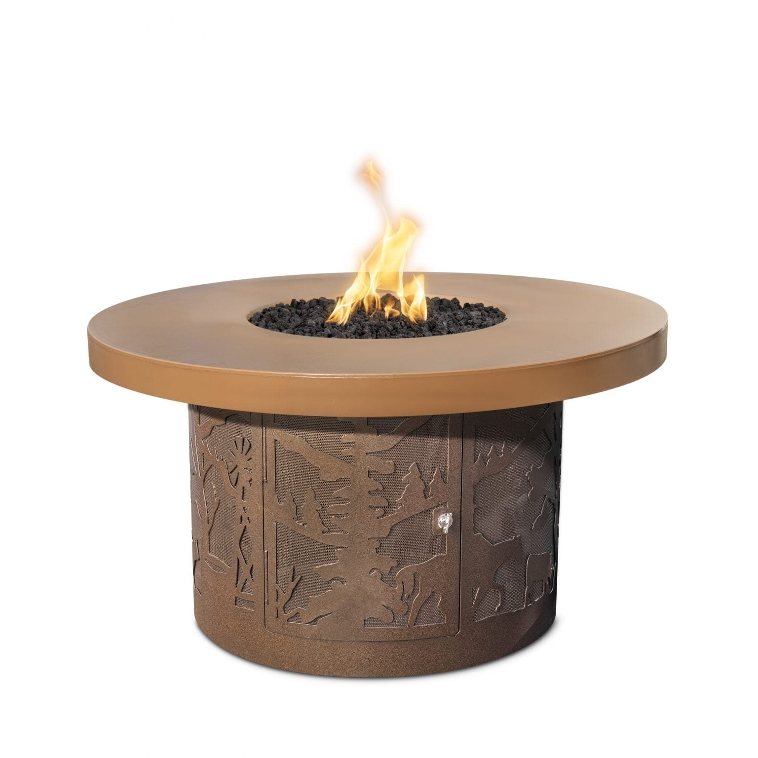 The Outdoor Plus Fire Pit Deer Country Version / Match Lit The Outdoor Plus The 46" Round Outback Fire Pit | Concrete Top & Powder Coated Base OPT-OBRCR46