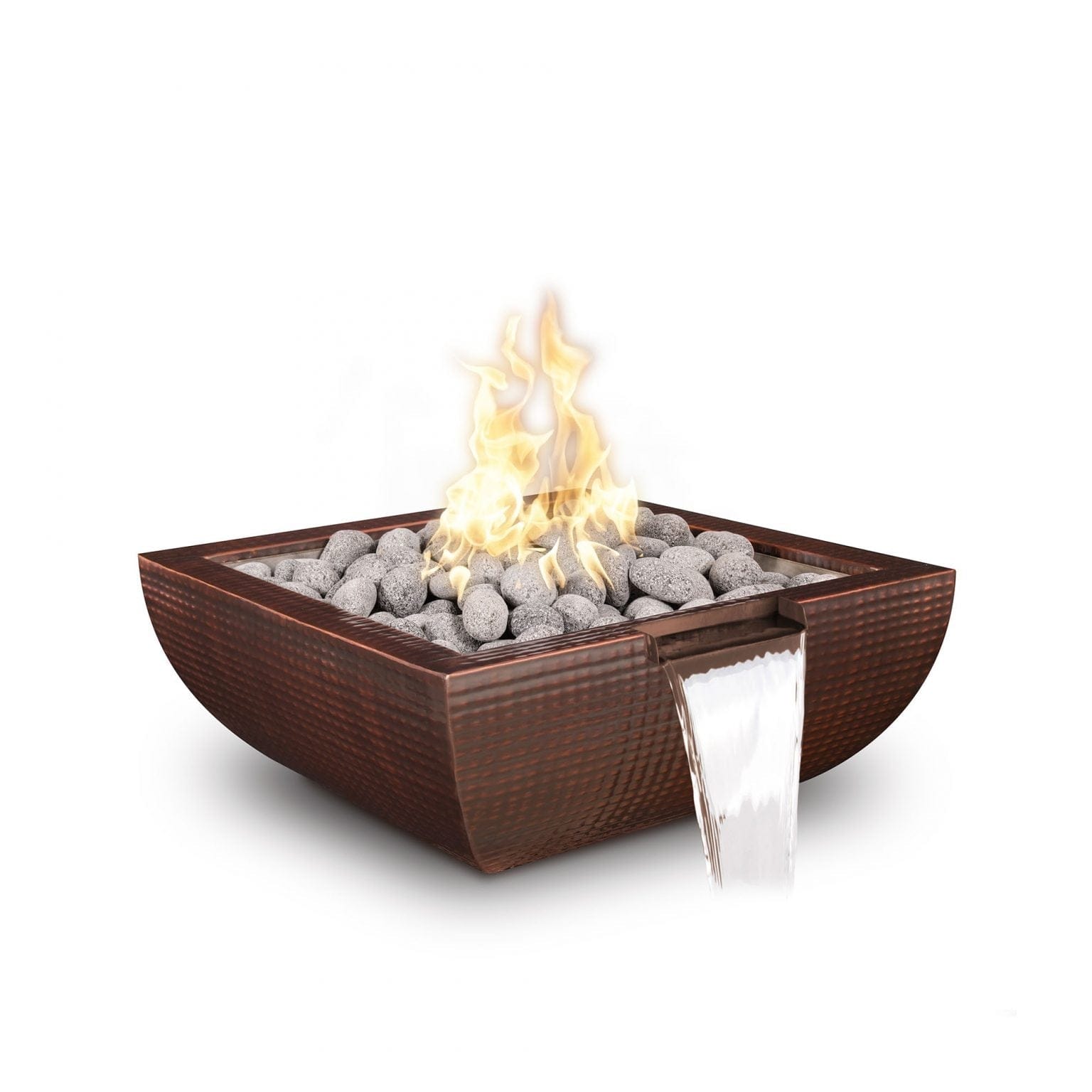 The Outdoor Plus Fire & Water Bowl 24" / Match Lit The Outdoor Plus Avalon Fire & Water Bowl | Hammered Patina Copper OPT-24AVCPFW