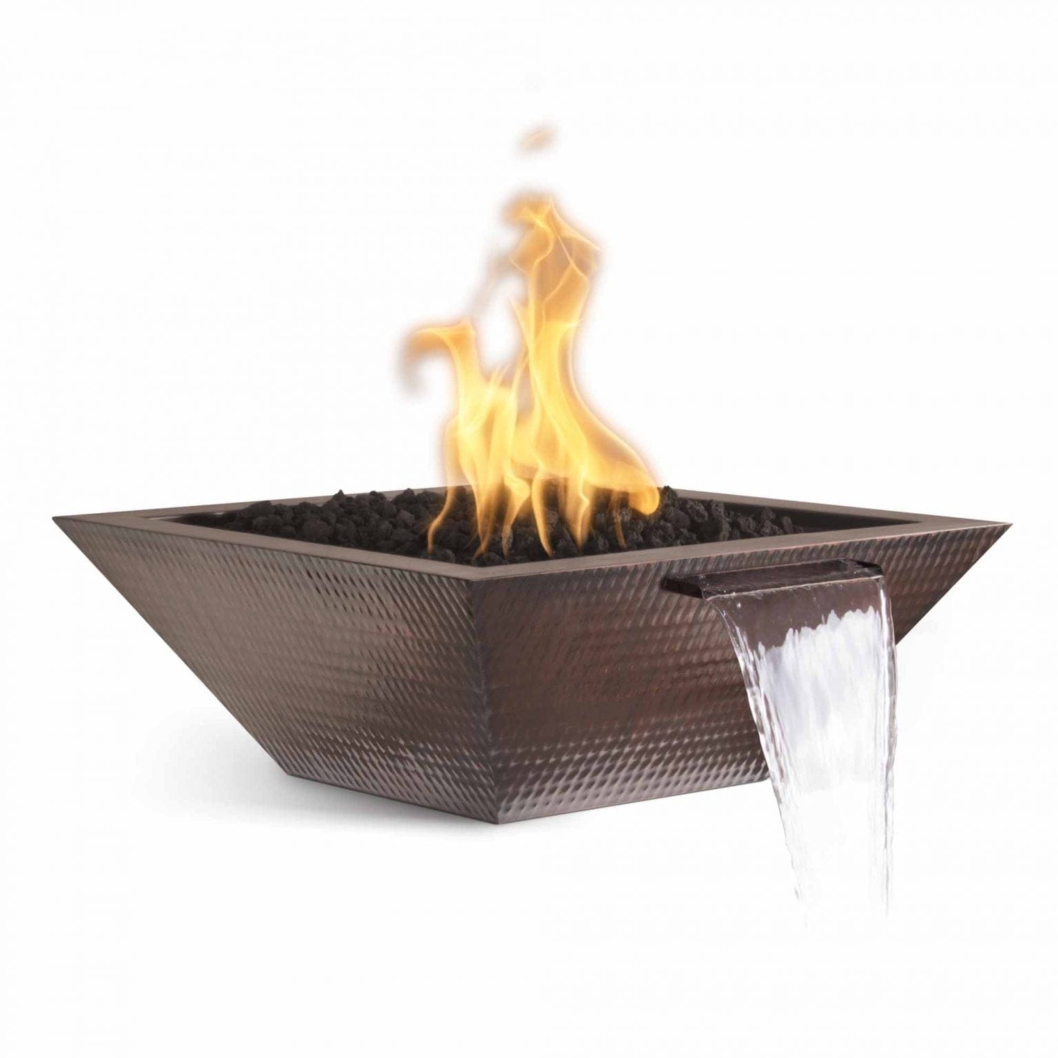 The Outdoor Plus Fire & Water Bowl 24" / Match Lit The Outdoor Plus Maya Fire & Water Bowl | Hammered Patina Copper OPT-24SCFW