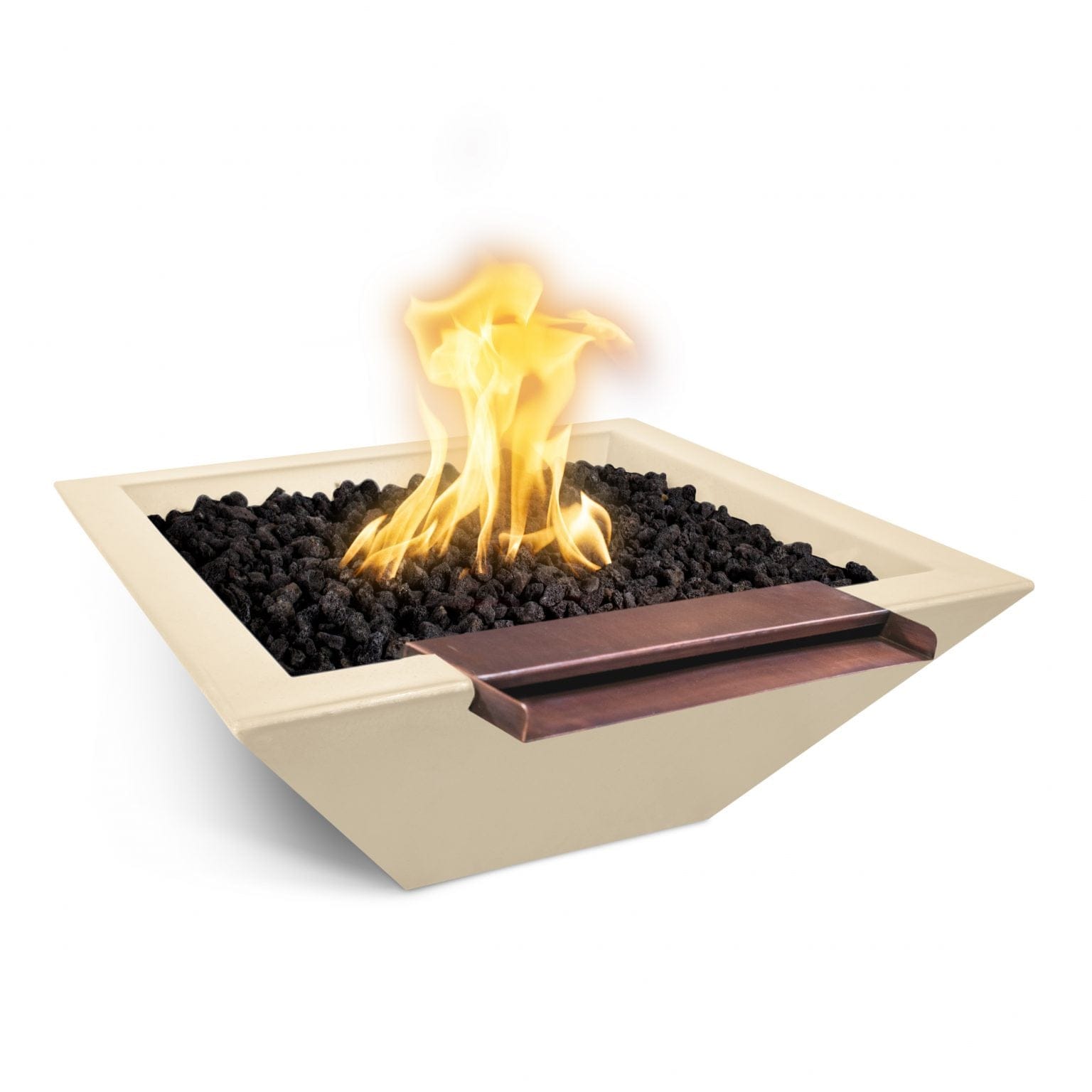 The Outdoor Plus Fire & Water Bowl 24" / Match Lit The Outdoor Plus Maya Fire & Water Bowl Wide Spill | GFRC Concrete OPT-24SFWWS