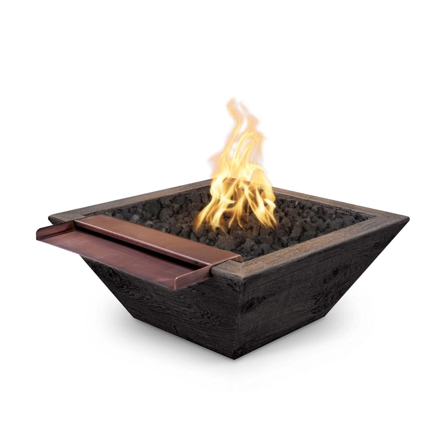 The Outdoor Plus Fire & Water Bowl 24" / Match Lit The Outdoor Plus Maya Fire & Water Bowl Wide Spill | Wood Grain Concrete OPT-24SWGFWWS