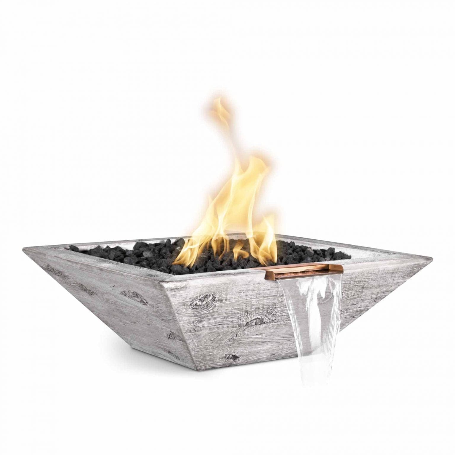 The Outdoor Plus Fire & Water Bowl 24" / Match Lit The Outdoor Plus Maya Fire & Water Bowl | Wood Grain Concrete OPT-24SWGFW