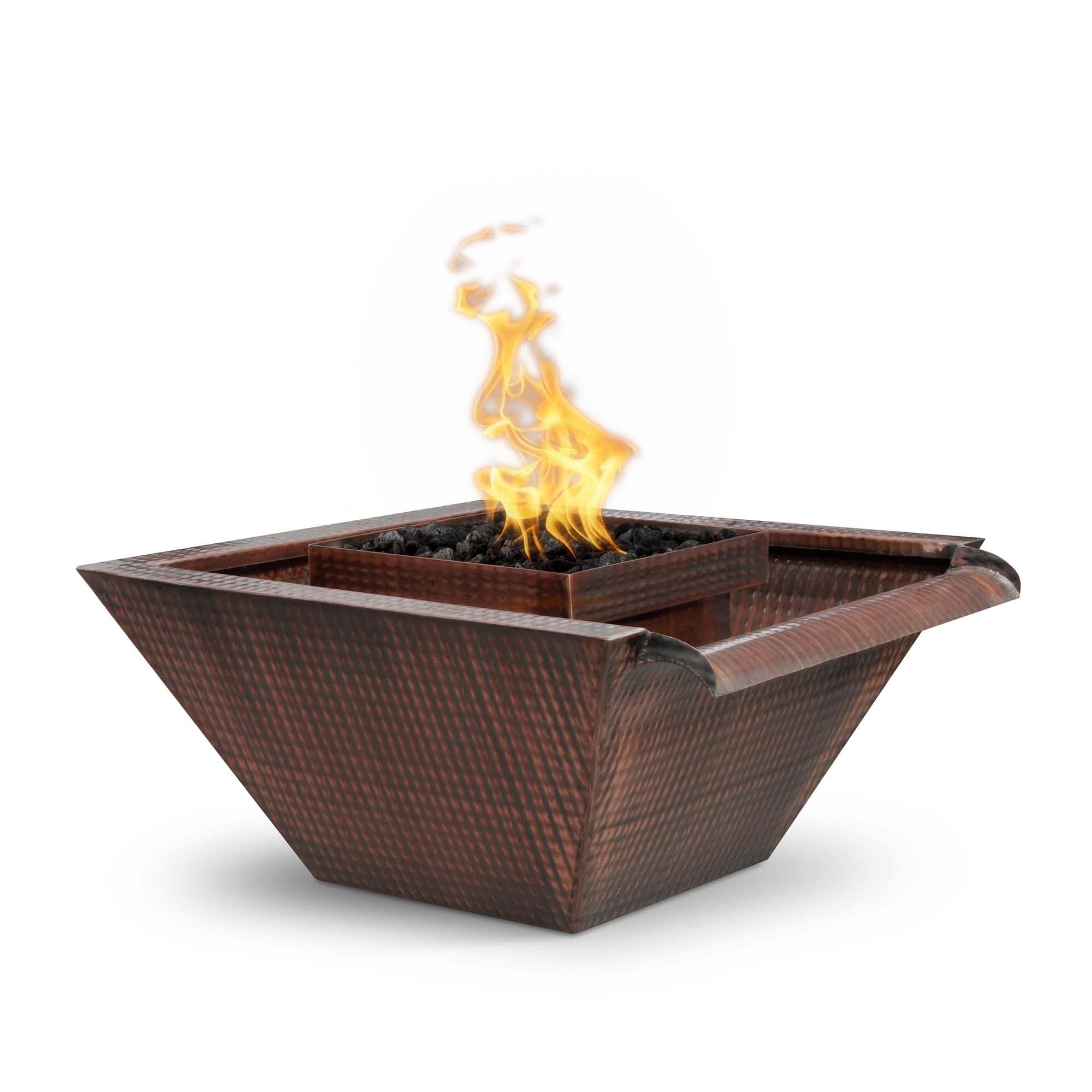 The Outdoor Plus Fire & Water Bowl 30" / Match Lit The Outdoor Plus Maya Fire & Water Bowl Wide Gravity Spill | Hammered Copper