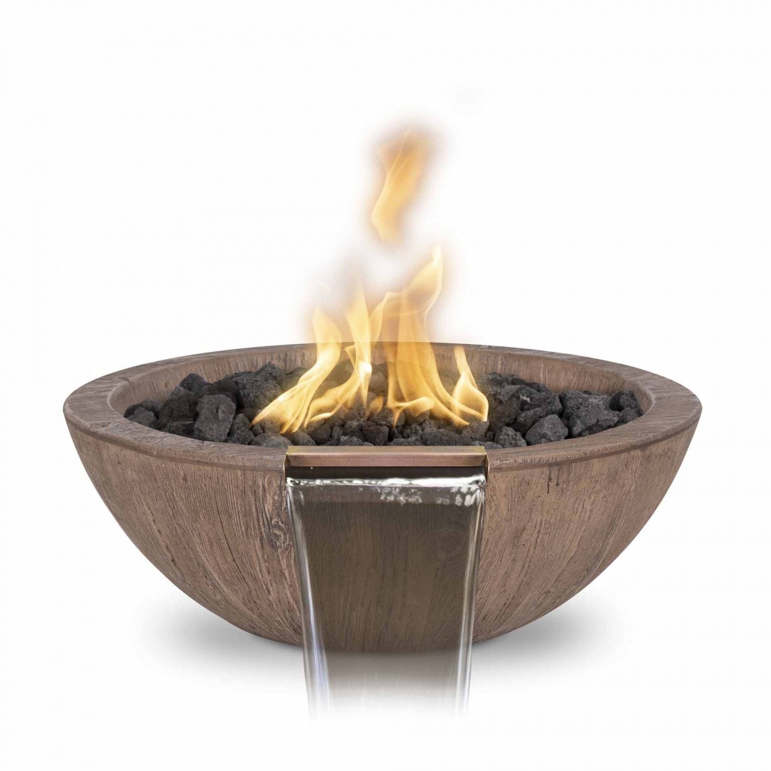 The Outdoor Plus Fire & Water Bowl Low Voltage Electronic Ignition The Outdoor Plus 27" Sedona Fire & Water Bowl | Wood Grain Concrete OPT-27RWGFWE12V