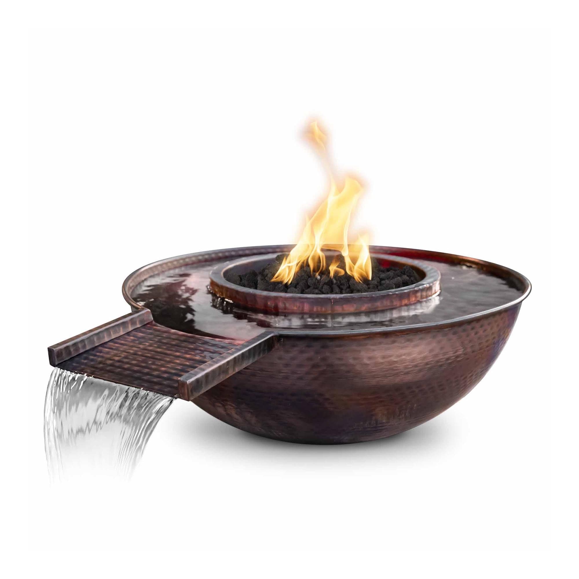 The Outdoor Plus Fire & Water Bowl Match Lit The Outdoor Plus 27" Sedona Fire & Water Bowl Gravity Spill | Hammered Copper OPT-27RCPRFWGS