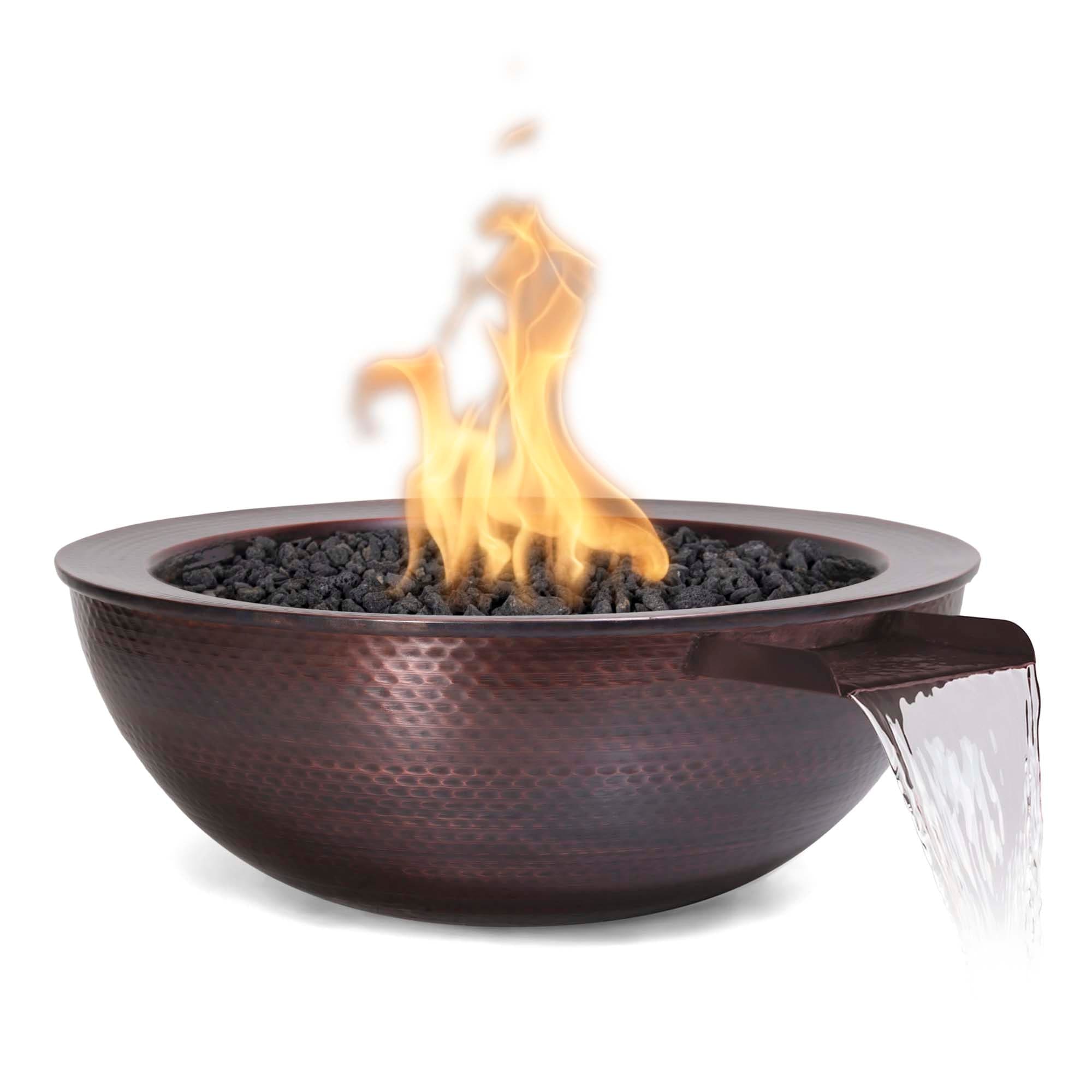 The Outdoor Plus Fire & Water Bowl Match Lit The Outdoor Plus 27" Sedona Fire & Water Bowl | Hammered Patina Copper OPT-27RCPRFW