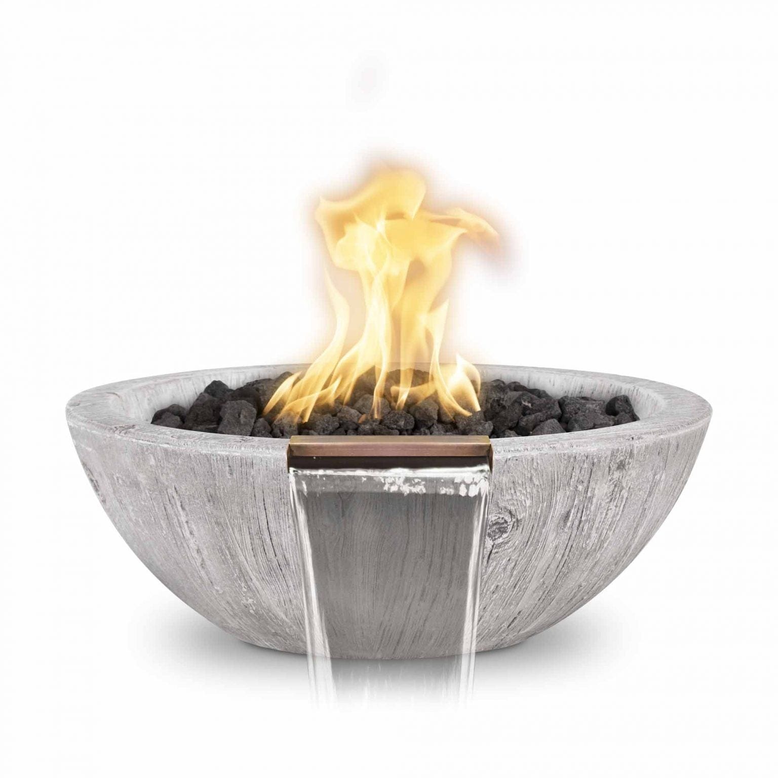 The Outdoor Plus Fire & Water Bowl Match Lit The Outdoor Plus 27" Sedona Fire & Water Bowl | Wood Grain Concrete OPT-27RWGFW