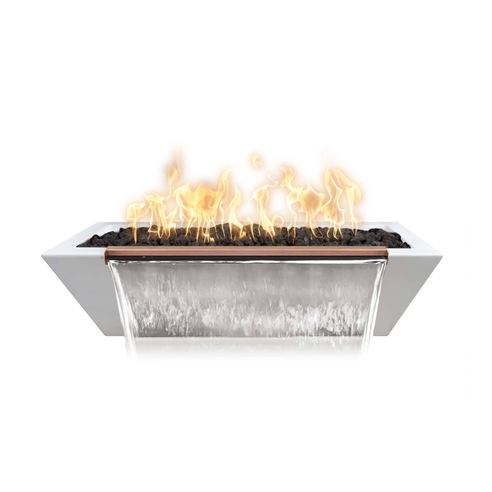 The Outdoor Plus Fire & Water Bowl Match Lit The Outdoor Plus  Maya 48" x 20" Linear Fire & Water Bowl | GFRC Concrete OPT-4820MFW