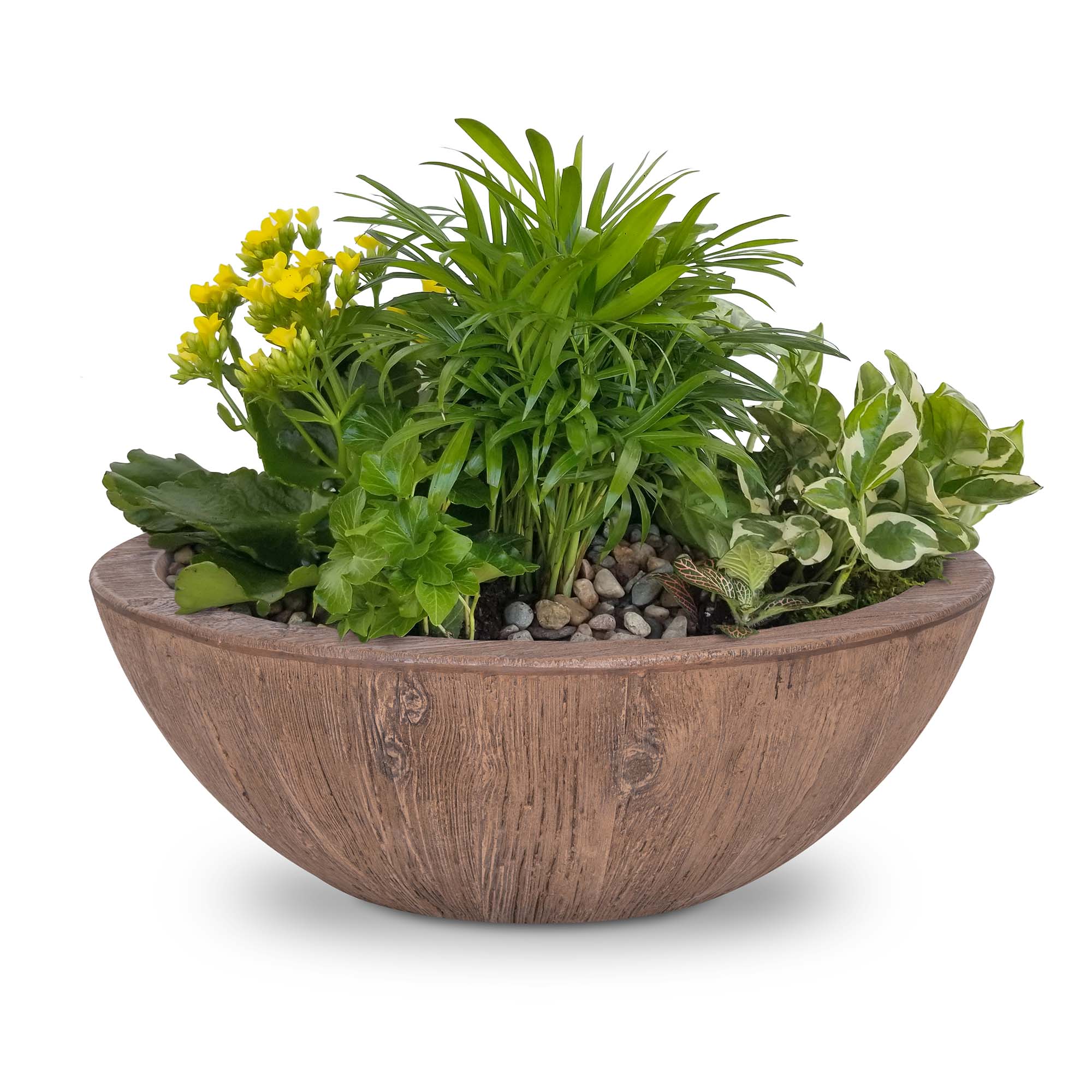 The Outdoor Plus Planter Bowl Oak The Outdoor Plus 27" Sedona Planter Bowl | Wood Grain Concrete OPT-27RWGPO