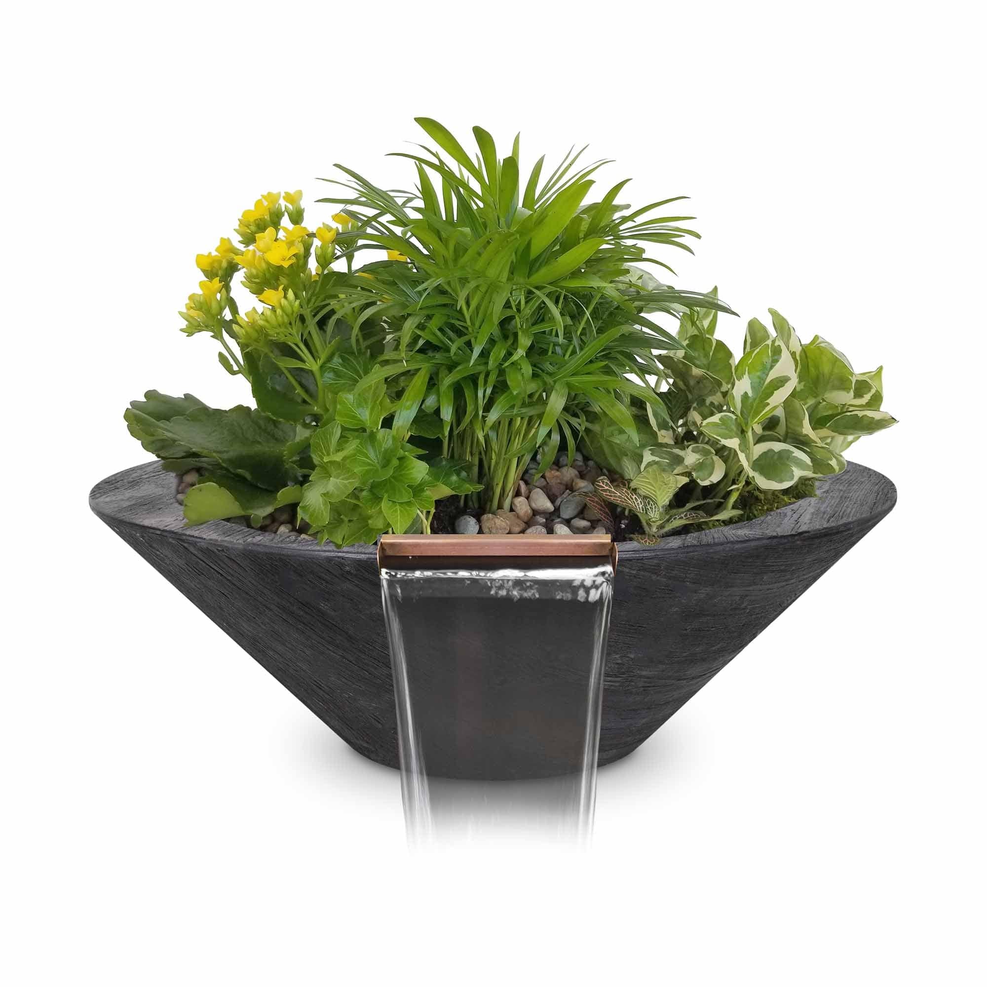 The Outdoor Plus Planter & Water Bowls 24" / Ebony The Outdoor Plus Cazo Planter & Water Bowl | GFRC Wood Grain OPT-24RWGPW