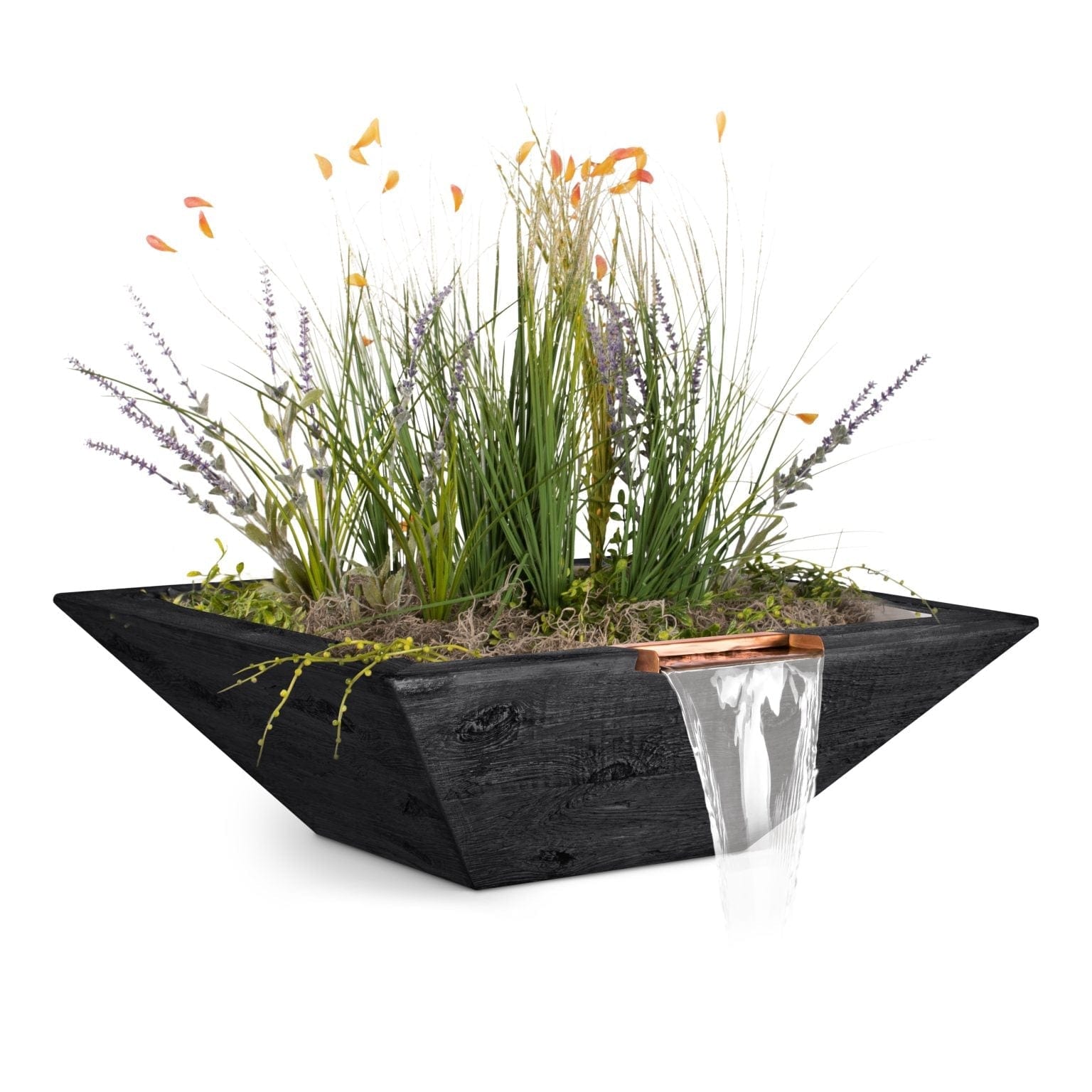 The Outdoor Plus Planter & Water Bowls 24" / Ebony The Outdoor Plus Maya Planter & Water Bowl | Wood Grain OPT-24SWGPW