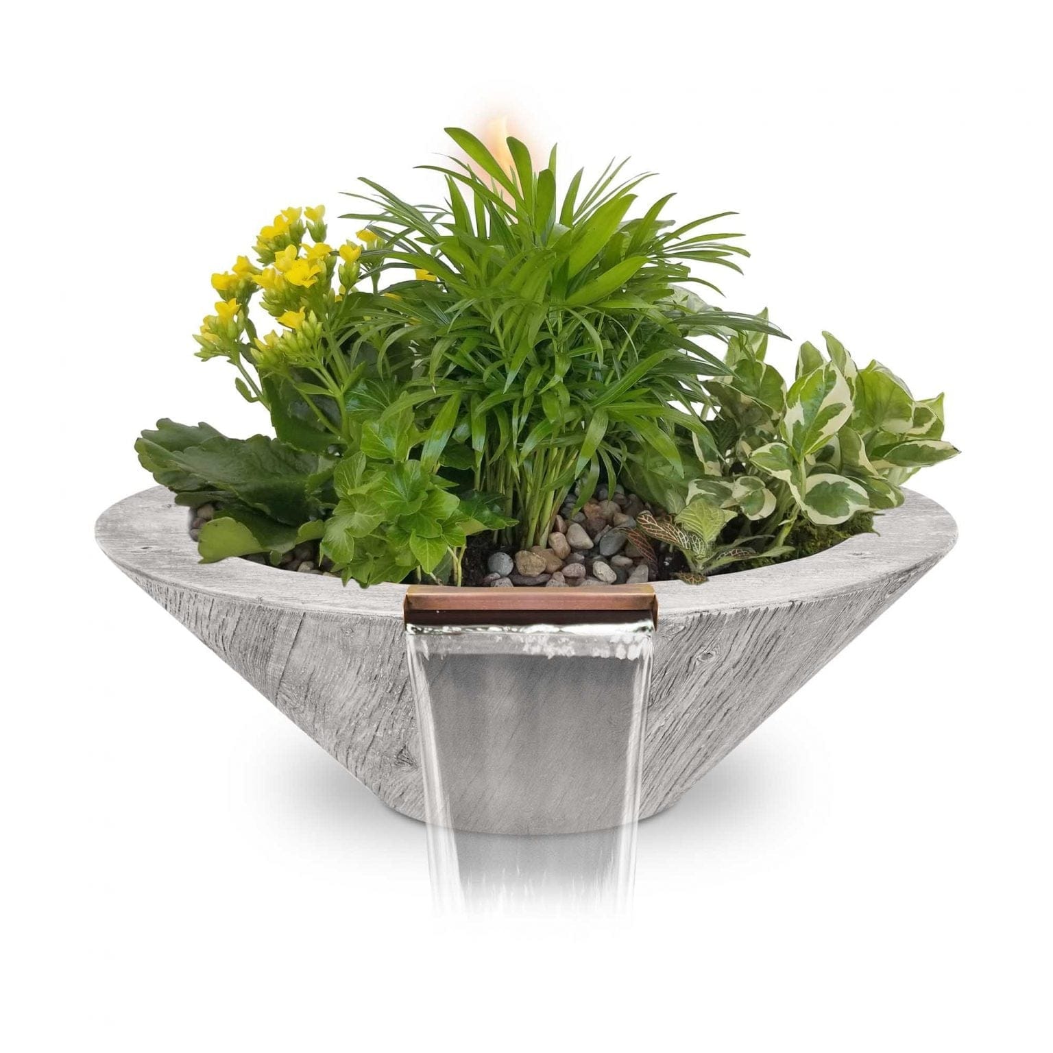 The Outdoor Plus Planter & Water Bowls 24" / Ivory The Outdoor Plus Cazo Planter & Water Bowl | GFRC Wood Grain OPT-24RWGPW
