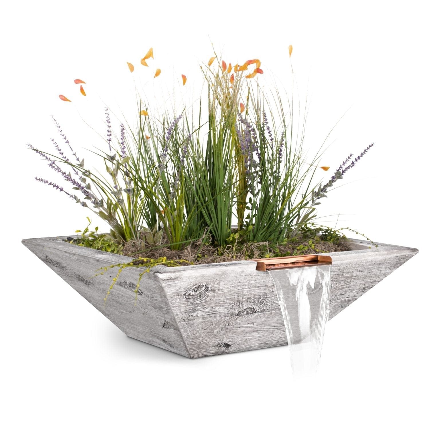 The Outdoor Plus Planter & Water Bowls 24" / Ivory The Outdoor Plus Maya Planter & Water Bowl | Wood Grain OPT-24SWGPW