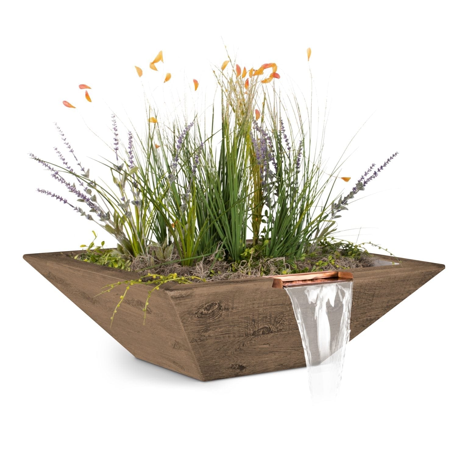 The Outdoor Plus Planter & Water Bowls 24" / Oak The Outdoor Plus Maya Planter & Water Bowl | Wood Grain OPT-24SWGPW