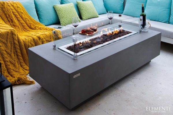 Rectangle Fire Pit Table with Glass Guard