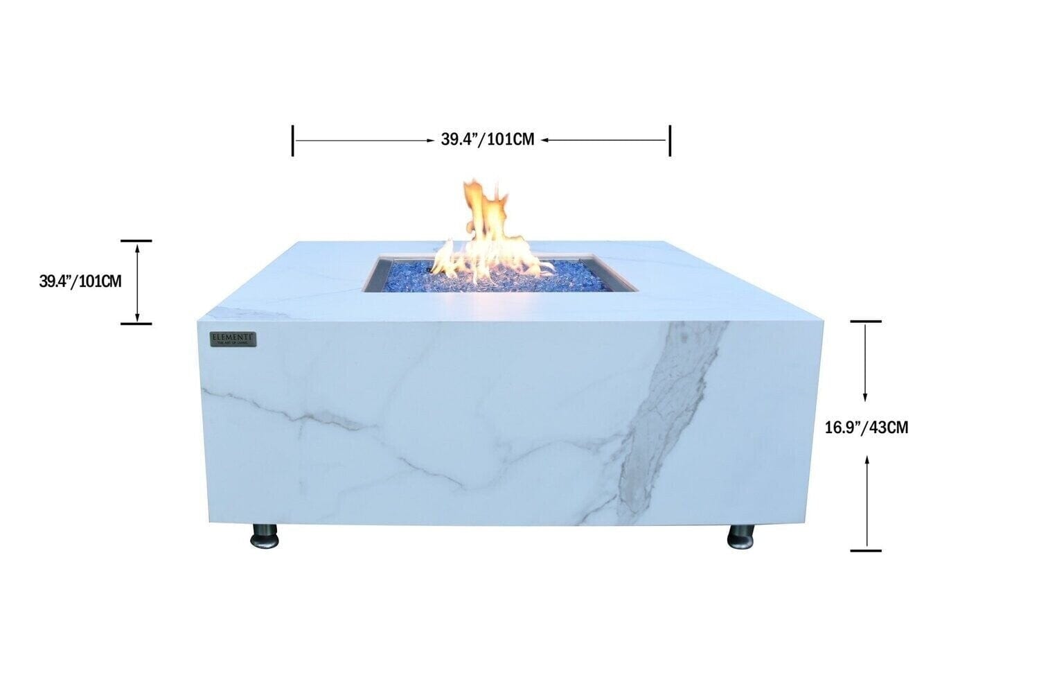 Elementi Fire Table Elementi Bianco Marble Porcelain Fire Table