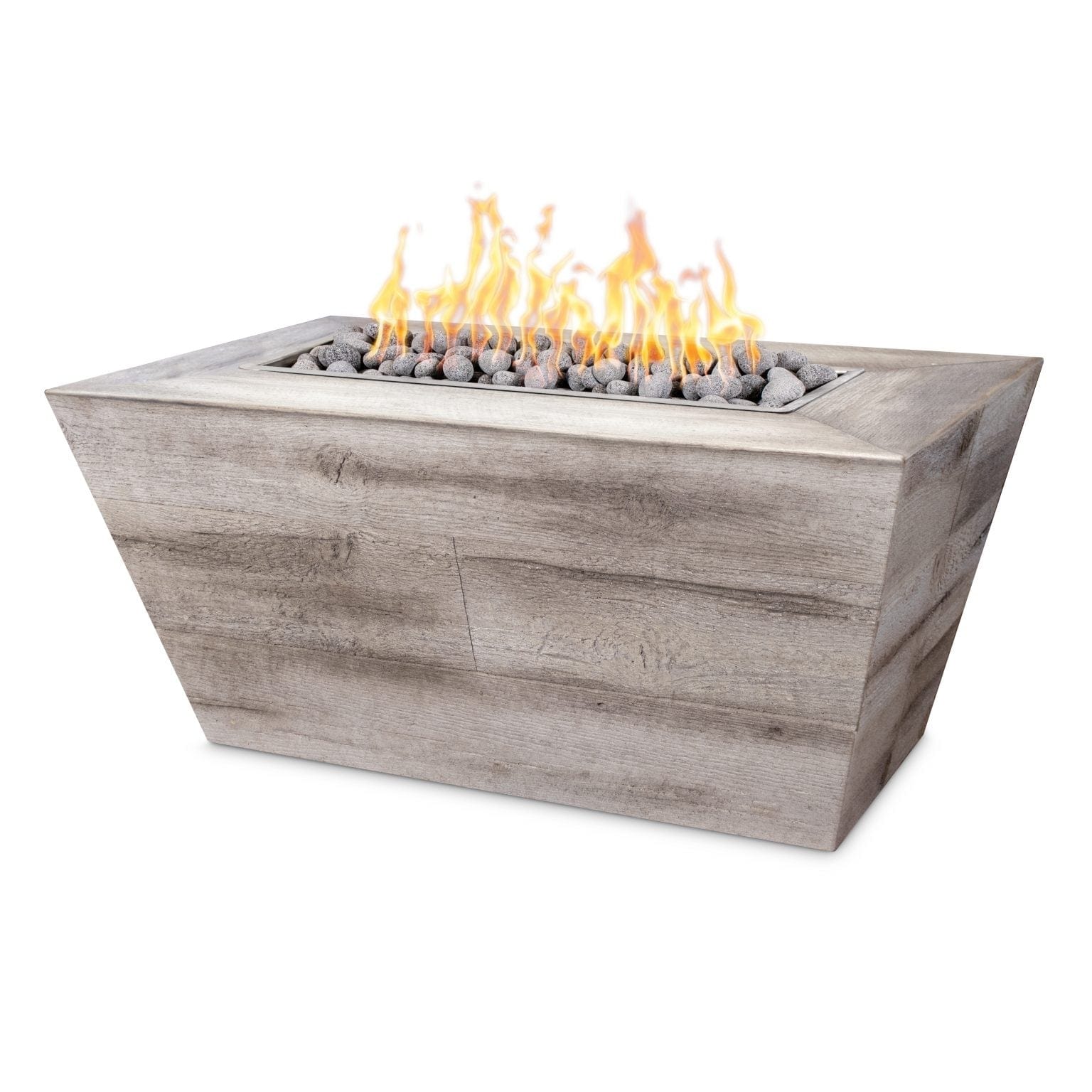 The Outdoor Plus Fire Pit 16" / 48" x 28" / Plug & Play Electronic Ignition The Outdoor Plus Plymouth Fire Pit | Wood Grain OPT-PLM4828LWEKIT